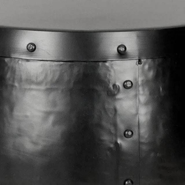 Modern Iron Drum Stool in Black For Sale - Image 3 of 4