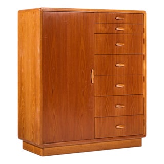 Dyrlund Mid Century Danish Teak Armoire Highboy Dresser For Sale