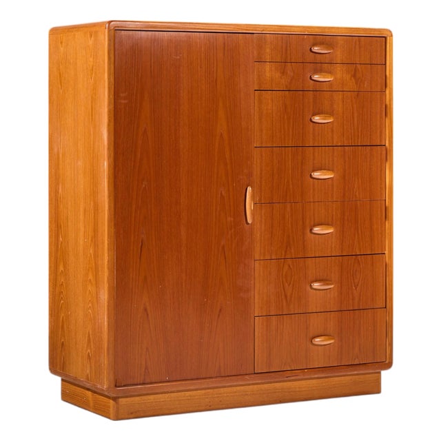 Dyrlund Mid Century Danish Teak Armoire Highboy Dresser For Sale