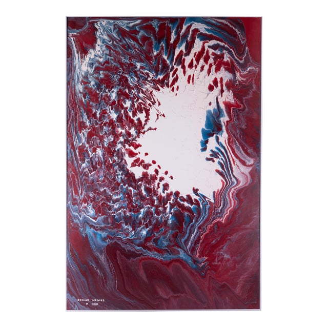 Donald Groves Large Scale Abstract Oil Painting - "Red Flow" Expressionism (1980s) For Sale