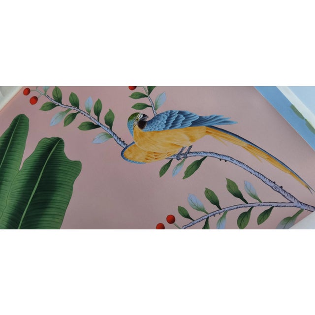 Paper W36"* H108"/Panel, Chinoiserie Pink Wallpaper Mural, Amazonia Forest on Special Florence Pink- Set of 6 For Sale - Image 7 of 17