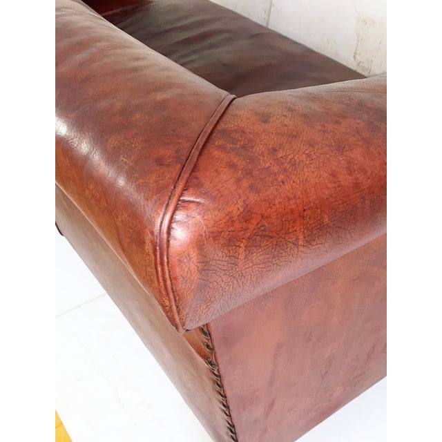 Sofa and Armchairs in Leather Uphostestery, 1920s, Set of 3 For Sale - Image 9 of 18