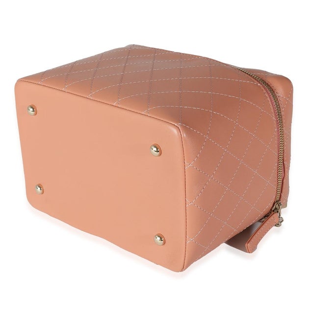 Animal Skin Pink Quilted Lambskin Knock On Wood Vanity Case For Sale - Image 7 of 9
