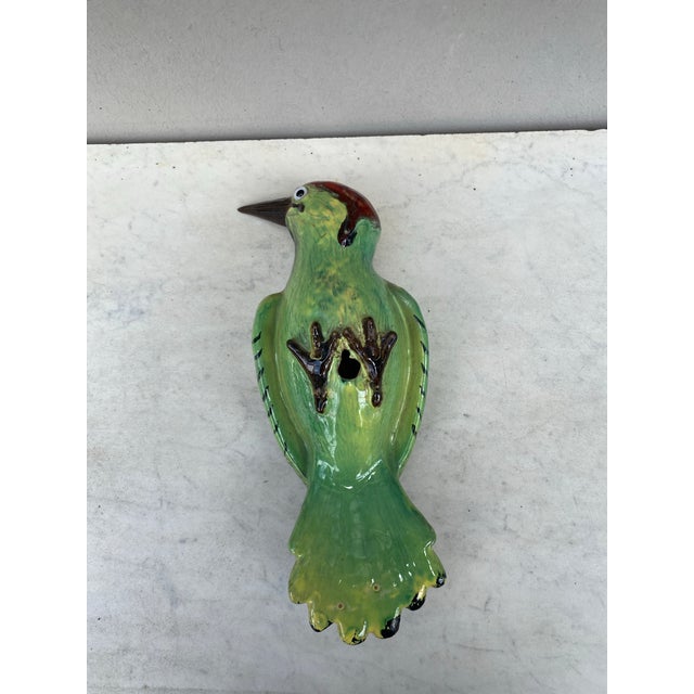 1900 - 1909 Terracotta Majolica Bird Woodpecker Bavent Normandy For Sale - Image 5 of 7