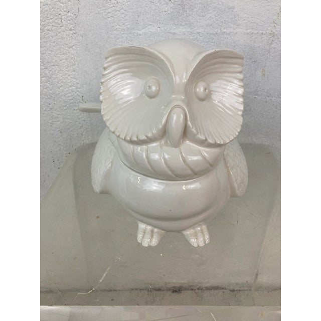 White Vintage Ceramic Owl Tureen, Italian For Sale - Image 8 of 8