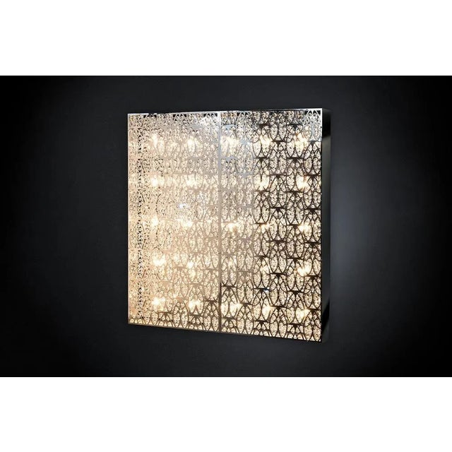 Contemporary Steel & Crystal Domino Square Arabesque 100 Da Parete Lamp from Vgnewtrend For Sale - Image 3 of 4
