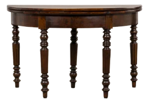 19th Century French Louis Philippe Style Demilune Walnut Folding Console Table