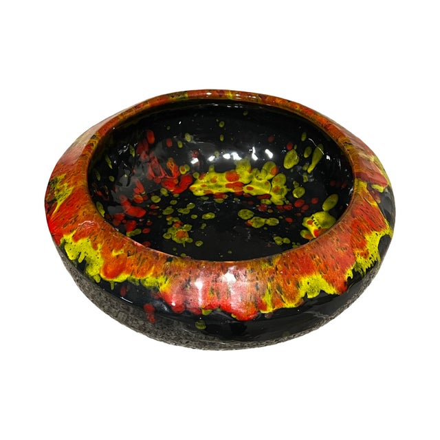 We have for your consideration a very beautiful large ceramic pottery planter drip glazed vase / catch all. pottery is not...