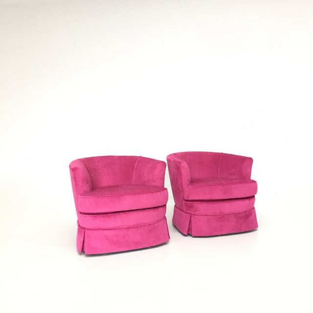 Pink Mod Barrel Back Swivel Chairs Pair Chairish