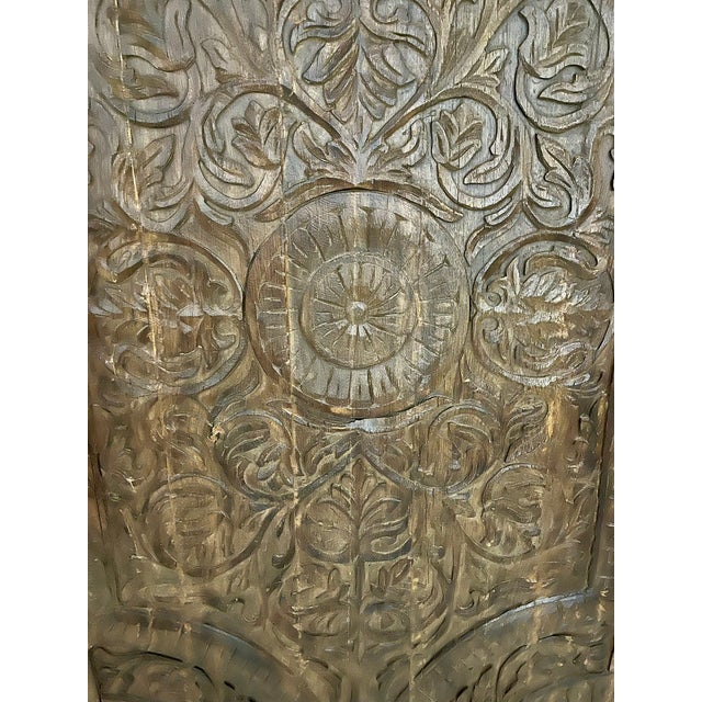 Rustic Boho Lotus Carved Wall Panel – Dark Wood Panel & Statement Interior Accent 60x30 For Sale - Image 3 of 4