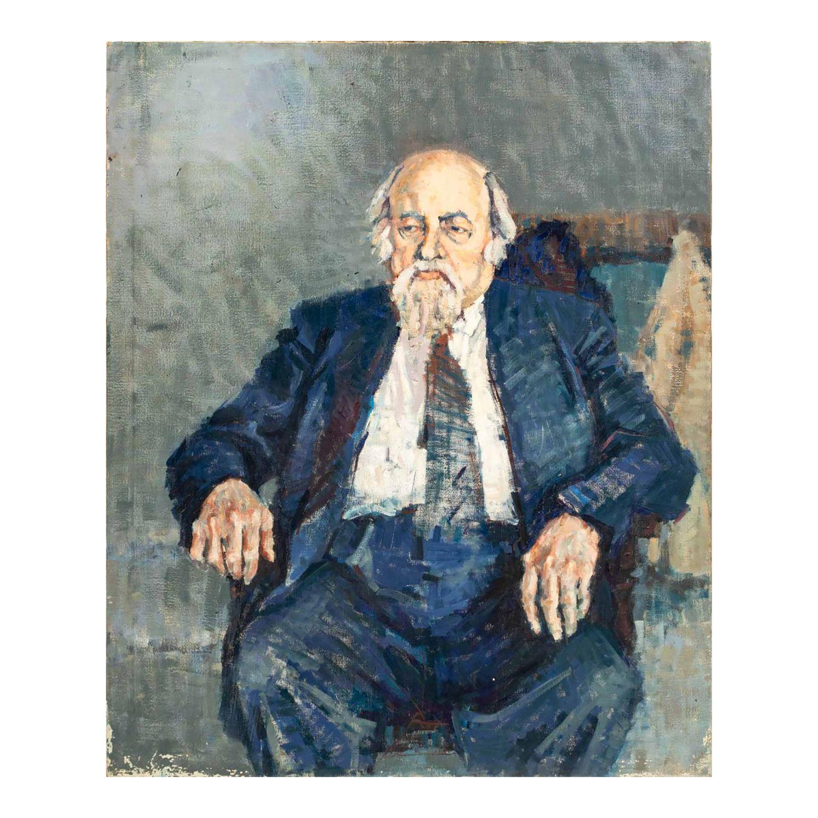 Signed Portrait of an Elderly Man Oil on Canvas | Chairish
