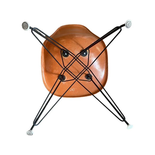 Vintage Orange Fiberglass Chairs by Eames, Set of 2 For Sale - Image 3 of 4