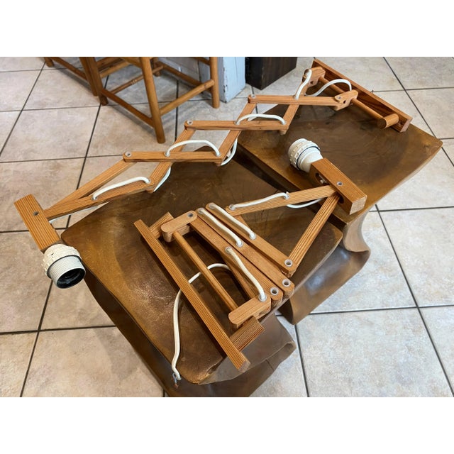 Articulated Accordion Wall Lights in Pine Wood from Translandia, Denmark, 1960, Set of 2 For Sale - Image 14 of 16