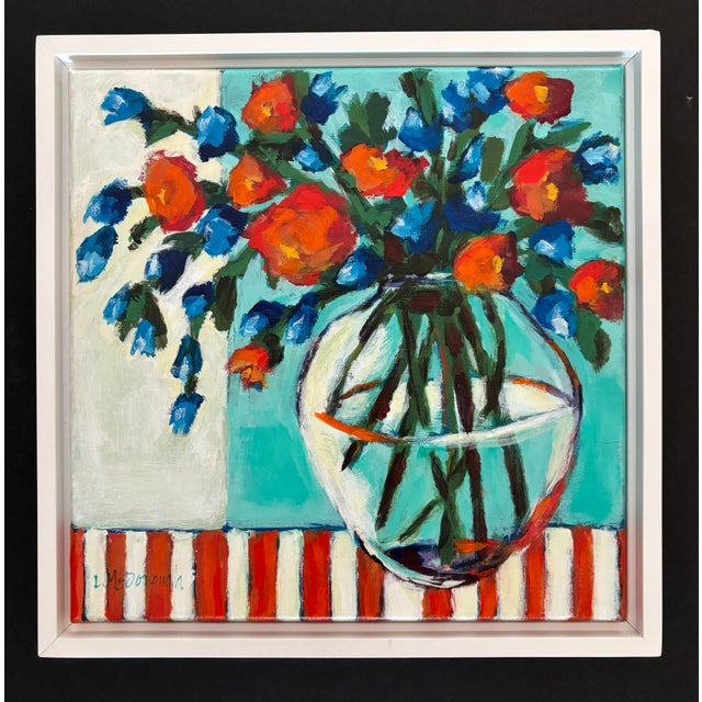 “Garden Rhythm” is a vibrant acrylic floral still life that balances expressive brushwork with bold color relationships....