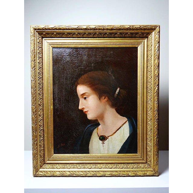 A. Piard, Portrait of a Young Woman in Profile, Oil on Canvas, 19th Century, Framed For Sale - Image 3 of 13