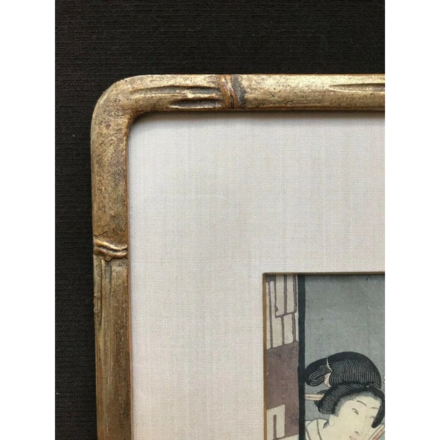 Paper Mid 19th Century 1857 "#47, Agemaki, Lady Murasaki Genji" Woodblock Print by Utagawa Kunisada II, Framed For Sale - Image 7 of 10