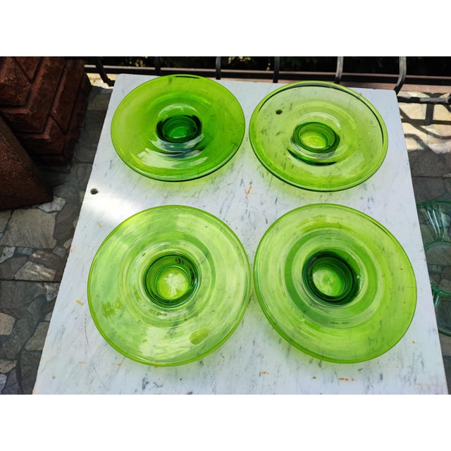 Green Handmade Glass Candleholders from Maria Vinka, 1990s, Set of 4 For Sale - Image 8 of 11