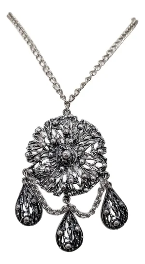 Vintage Signed Napier Silvertone Brutalist Pendant Necklace