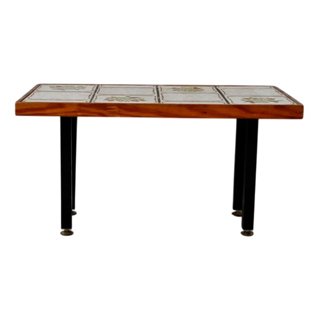 Small Ceramic Coffee Table with Flowers For Sale