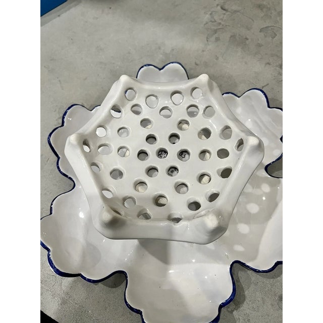 Mid-Century Modern Vintage Hand Painted in Portugal Flower Frog Vase For Sale - Image 3 of 6