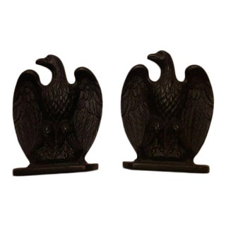Robert Emig Black Eagle Cast Iron Bookends 7" Tall 5" Wide For Sale