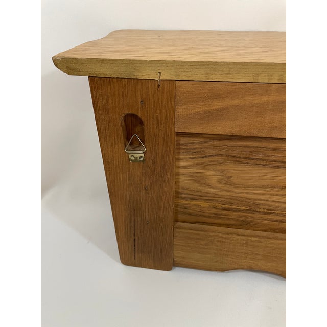 Vintage French Tiger Oak 27" Wall Shelf Coat and Hat Rack For Sale - Image 14 of 17