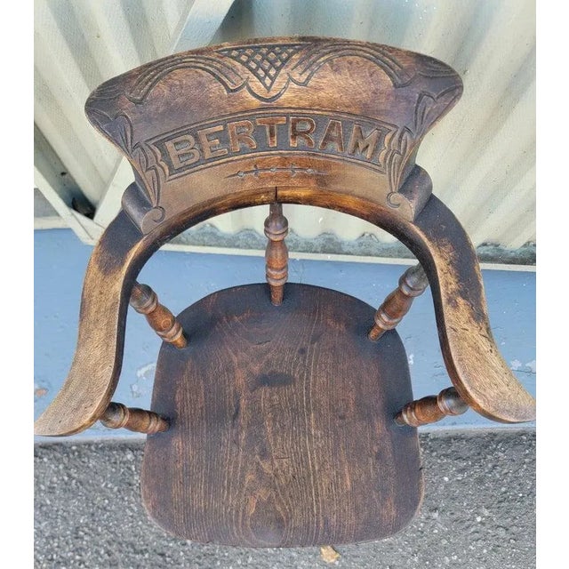 English 19th Century English Children's Windsor Arm Chair Carved " Bertram" For Sale - Image 3 of 9