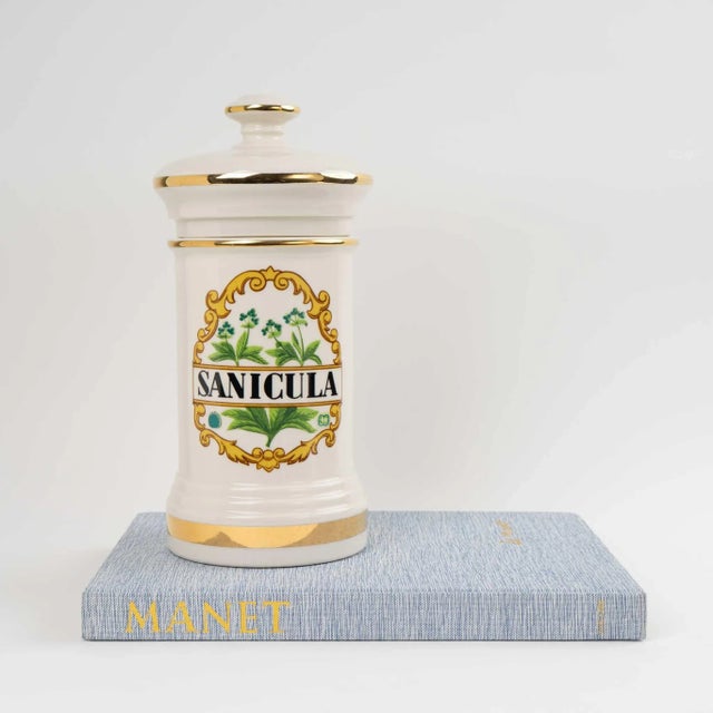 1970s Vintage Ceramic Sanicula Apothecary Jar For Sale - Image 4 of 11