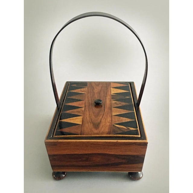 William IV Tunbridgeware Rosewood Sewing Box with Hoop Handle For Sale - Image 3 of 11