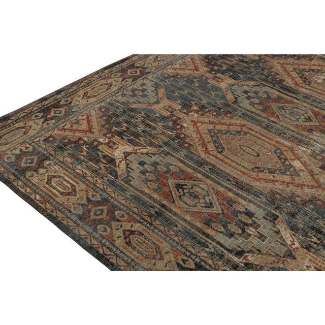 2010s Rug & Kilim’s Tribal Style Rug in Blue, Brown, Red & Gold Geometric Pattern For Sale In New York - Image 6 of 8