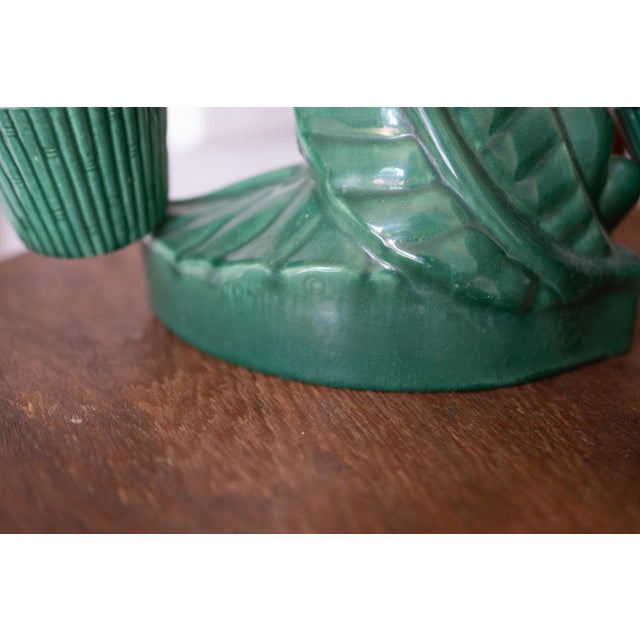 1940s Vintage Gonder Ceramic Pottery Green Female Libra Sculpture For Sale - Image 6 of 9