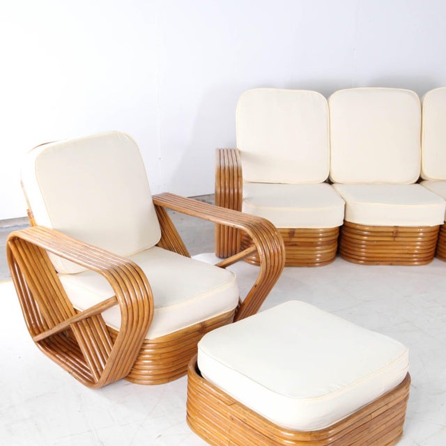 Mid-Century Modern Rattan Living Room by Paul Frankl, 1970s, Set of 4 For Sale - Image 3 of 18