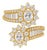 Late 20th Century 18K Yellow Gold Oval Solitaire Diamond Bypass Cocktail Ring, Size 7 For Sale