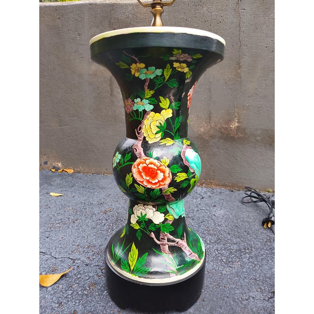 Mid 19th Century Pair of Vintage Chinese Cloisonné Vase Lamps For Sale - Image 5 of 9