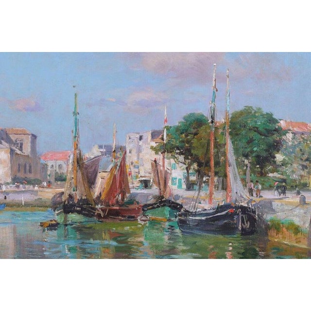2000 - 2009 Edmond Marie Petitjean, French Impressionist Harbour Scene, Oil on Canvas, Framed For Sale - Image 5 of 8