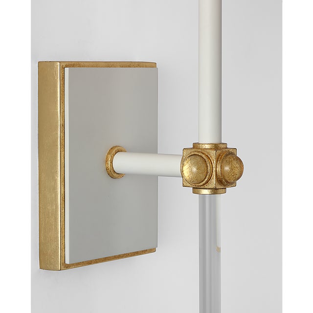Julie Neill for Visual Comfort Signature Lucia 21" Cordless Sconce in Matte White and Crystal with Linen Shade For Sale - Image 10 of 14