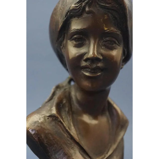 Metal Bronze Bust of Contadinella by Giovanni De Martino, Naples, Italy, Late 1800s For Sale - Image 7 of 16