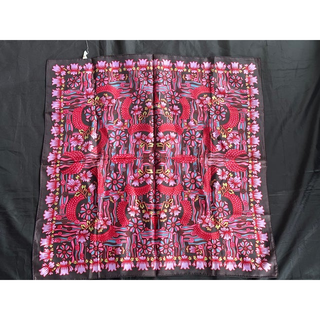 Hot Pink Vintage Scarf 1970s Textile Panel For Sale - Image 8 of 9
