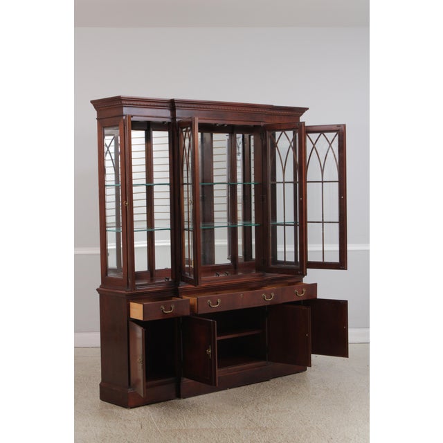 Ethan Allen Ethan Allen Mahogany Breakfront China Cabinet For Sale - Image 4 of 18