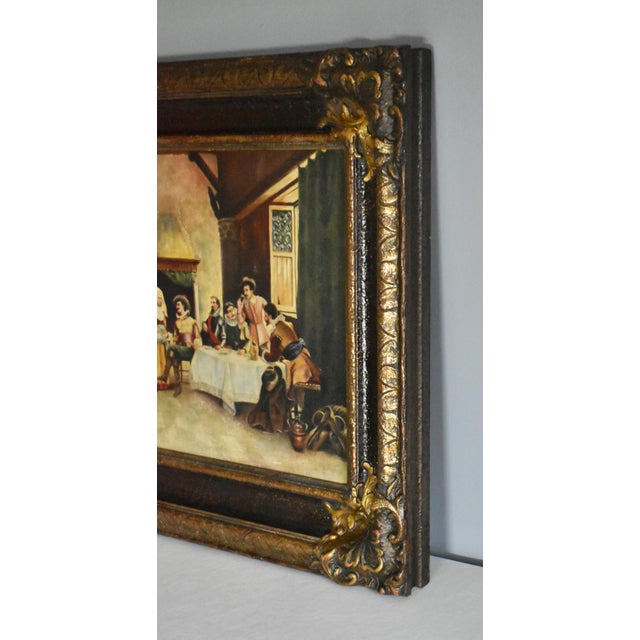 Antique European Tavern Interior Genre Scene Framed Signed & Dated 1910 For Sale - Image 9 of 16