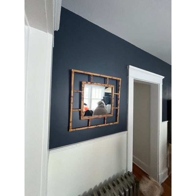 Wood Vintage Tortoise Bamboo Mirror For Sale - Image 7 of 9