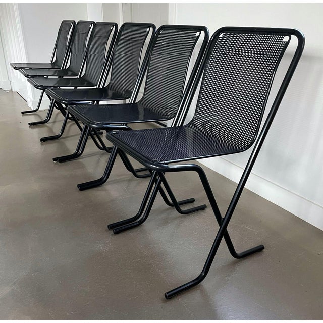 Black Metal Stackable Chairs, 1980s, Set of 6 For Sale - Image 16 of 16