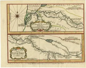 Antique Map of the Sanaga River in Senegal, 1747