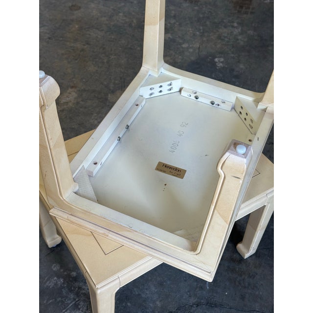 1980s Henredon Asian Style Faux Goatskin Lacquered Side Tables- A Pair For Sale - Image 11 of 11
