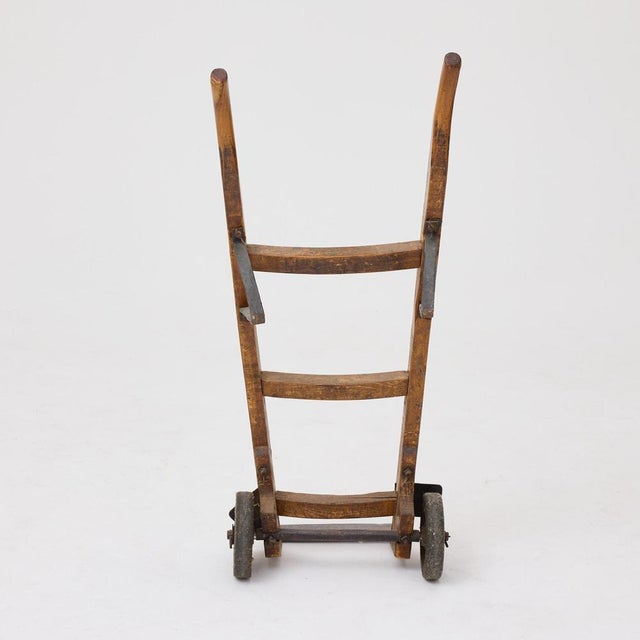 Gold Vintage Industrial Wood and Iron Hand Truck, 1930s For Sale - Image 8 of 14