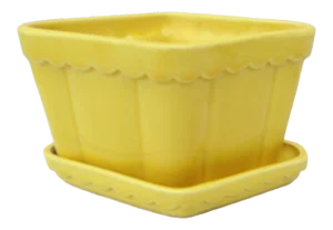 Vintage 1930s Yellow Art Deco Ceramic Planter