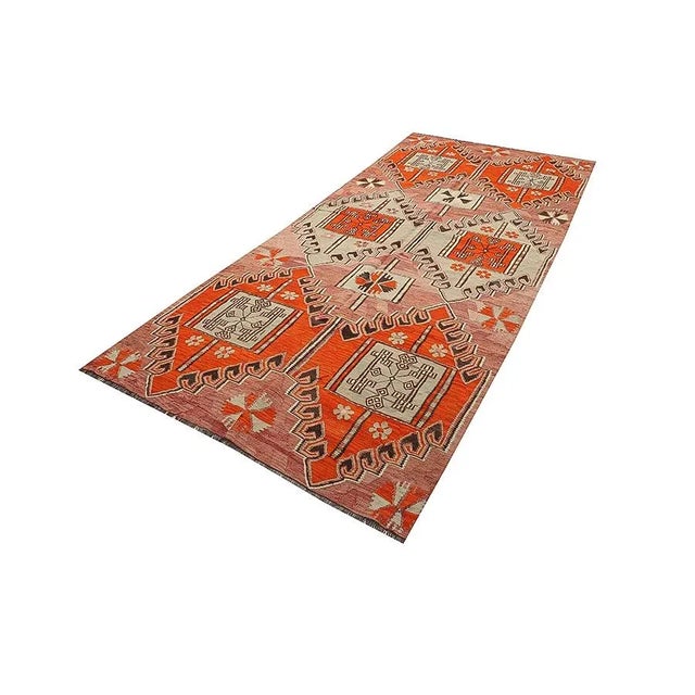Traditional Vintage Turkish Kars Kilim Rug For Sale - Image 3 of 7
