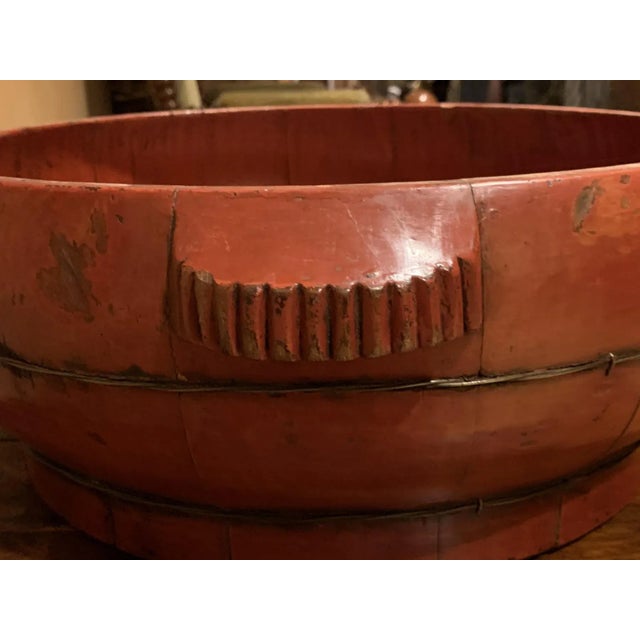 Chinese Antique Lacquered Chinese Elm Wood Rice Containers From Lillian August - a Pair For Sale - Image 3 of 10