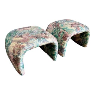 Postmodern Pink Blue and Green Waterfall Ottoman/Low Stools For Sale