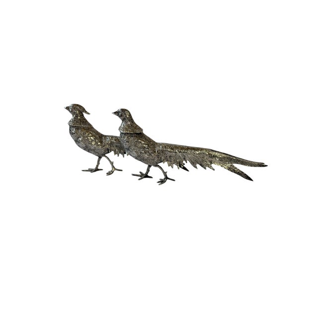 20th Century Italian Silver Plate Game Bird Figurals - A Pair For Sale - Image 11 of 13